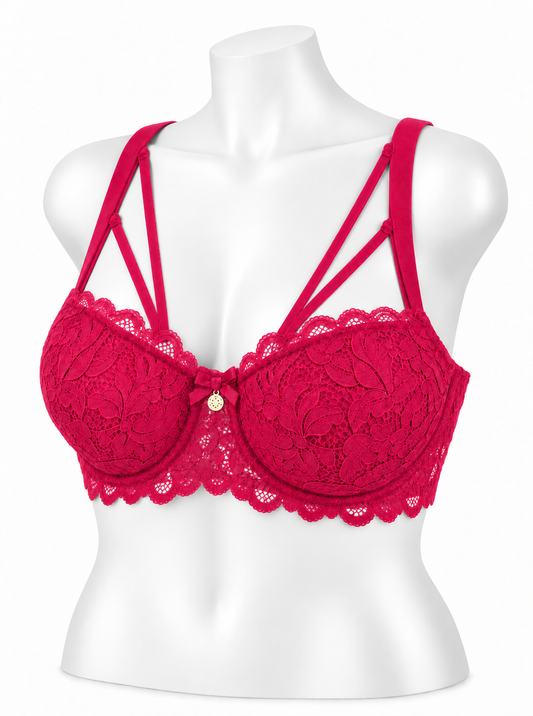 Full Coverage Lace Bra With String Details