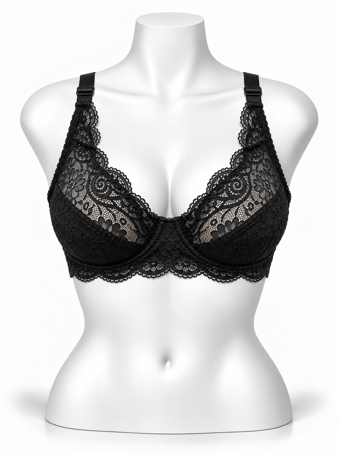 Lace Patchwork Thin Cup Underwire Bra