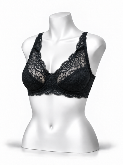 Lace Patchwork Thin Cup Underwire Bra