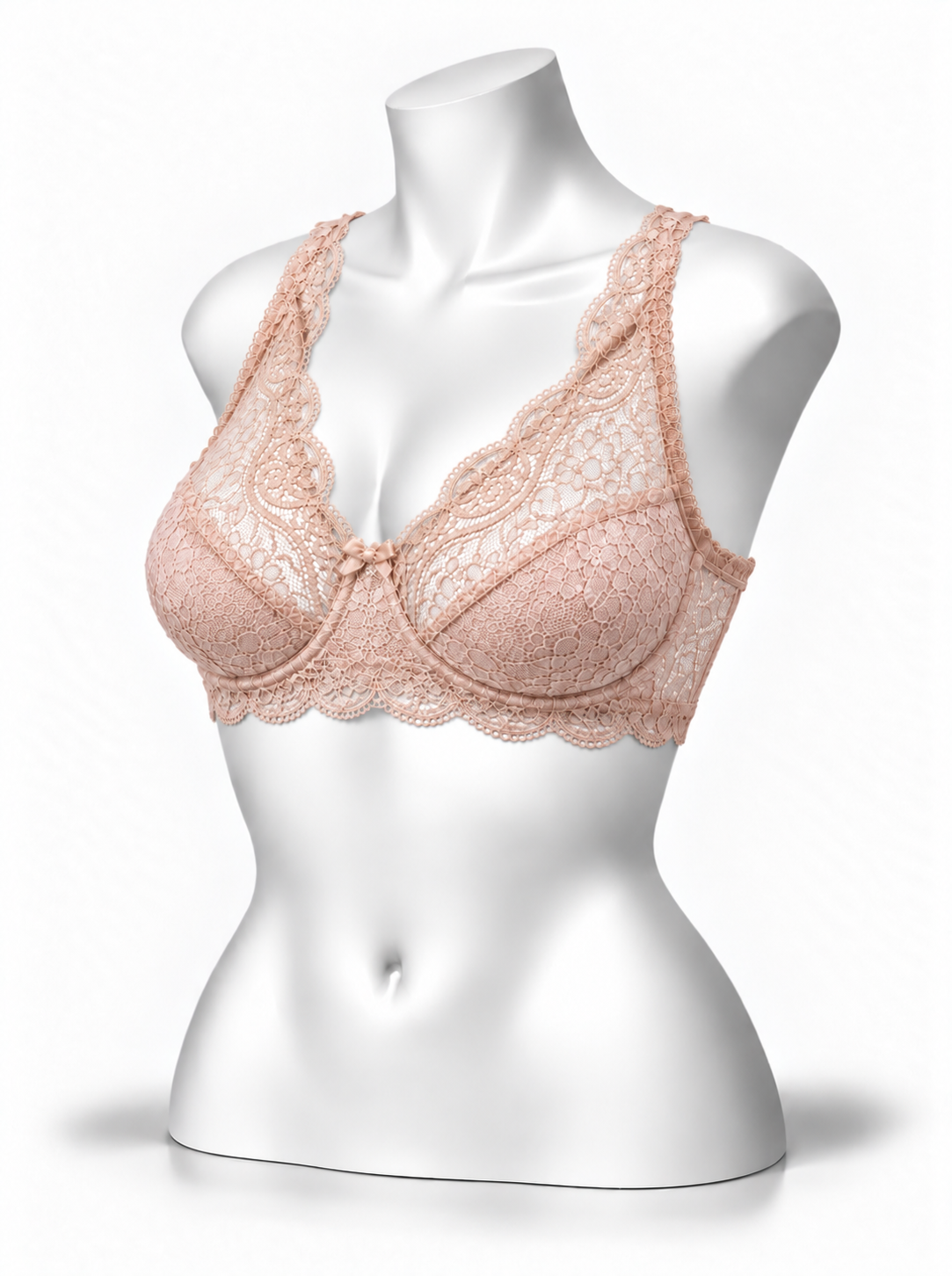 Lace Patchwork Thin Cup Underwire Bra
