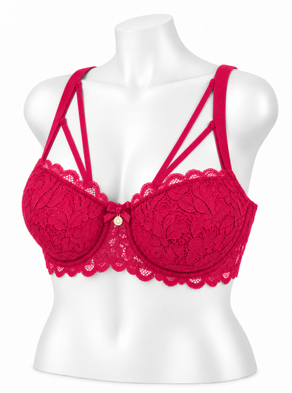 Full Coverage Lace Bra With String Details