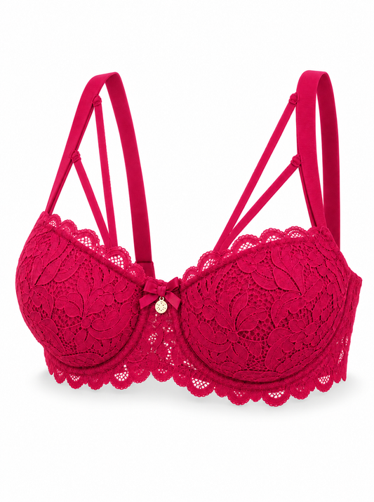Full Coverage Lace Bra With String Details