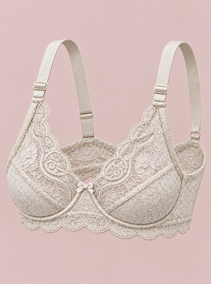 Lace Patchwork Thin Cup Underwire Bra
