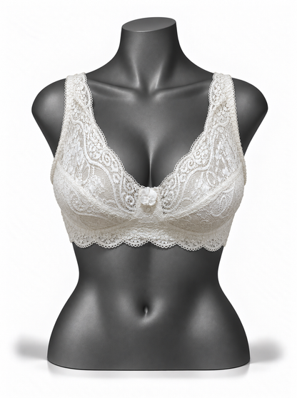 Lace Patchwork Thin Cup Underwire Bra