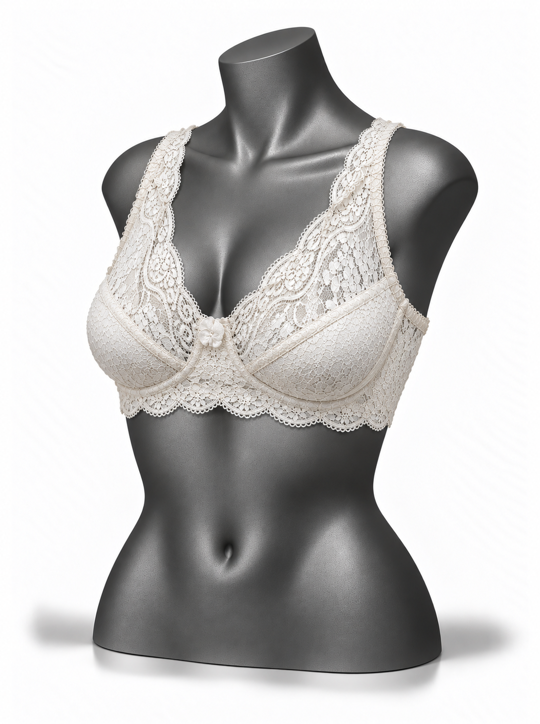 Lace Patchwork Thin Cup Underwire Bra