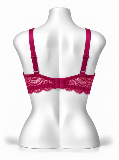 Lace Patchwork Thin Cup Underwire Bra