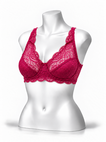 Lace Patchwork Thin Cup Underwire Bra