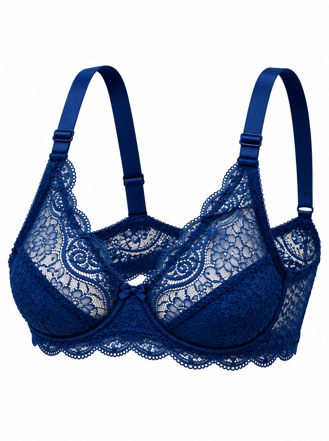 Lace Patchwork Thin Cup Underwire Bra