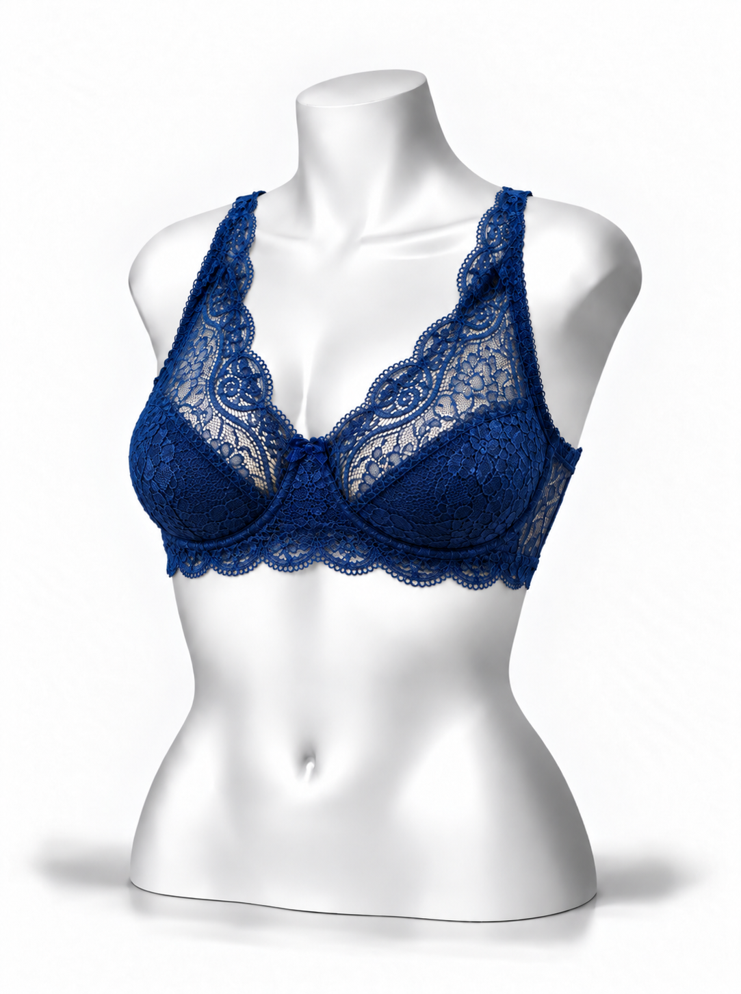 Lace Patchwork Thin Cup Underwire Bra