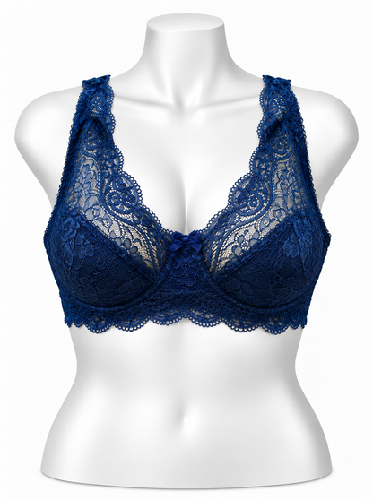 Lace Patchwork Thin Cup Underwire Bra