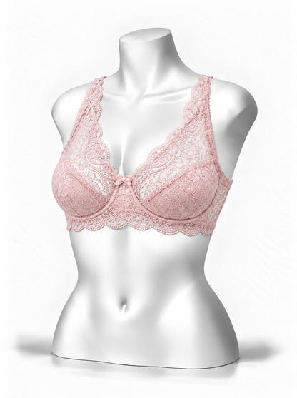 Lace Patchwork Thin Cup Underwire Bra