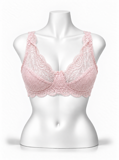 Lace Patchwork Thin Cup Underwire Bra