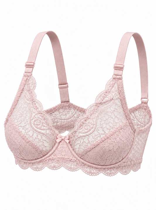 Lace Patchwork Thin Cup Underwire Bra