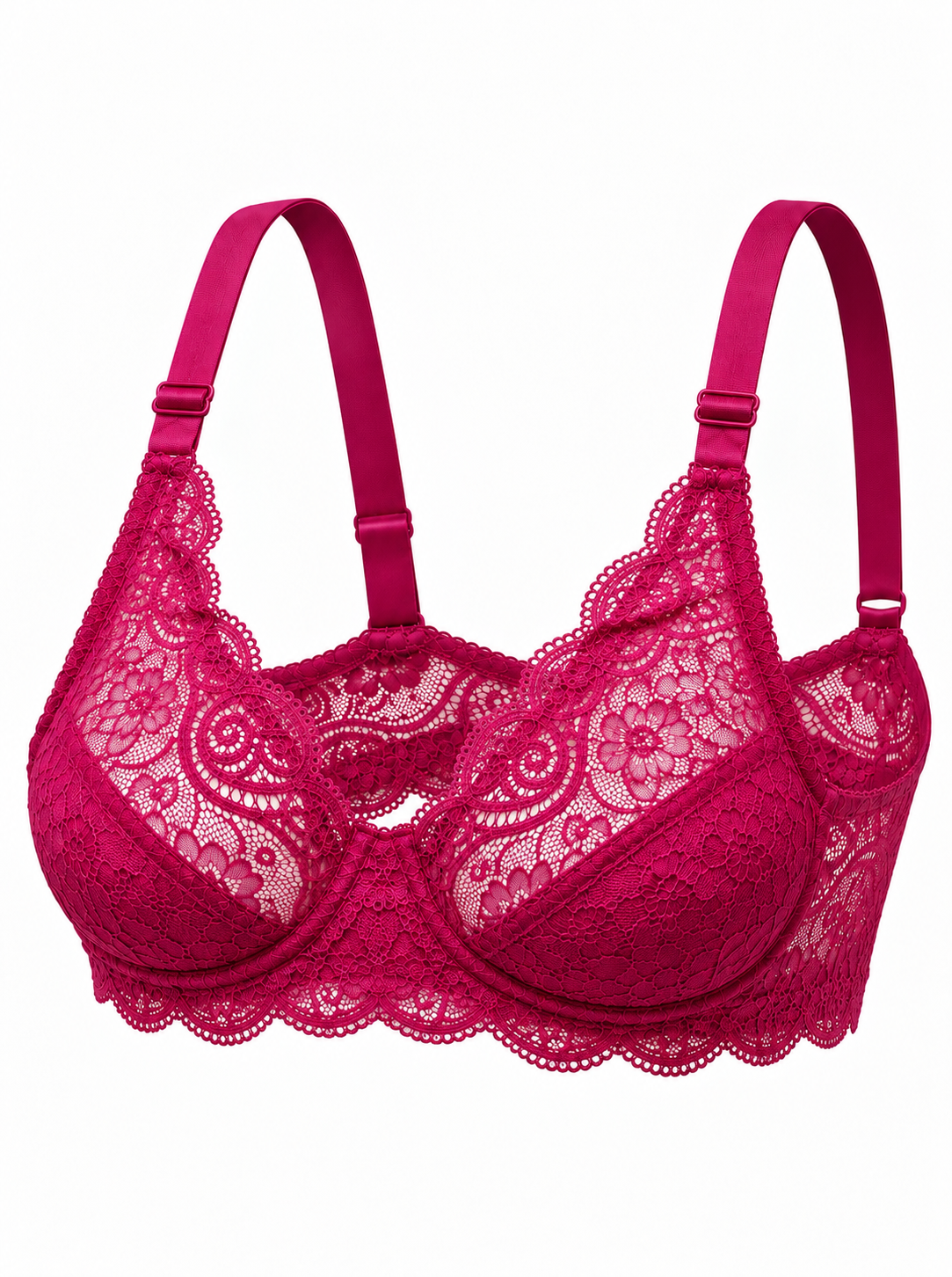 Lace Patchwork Thin Cup Underwire Bra